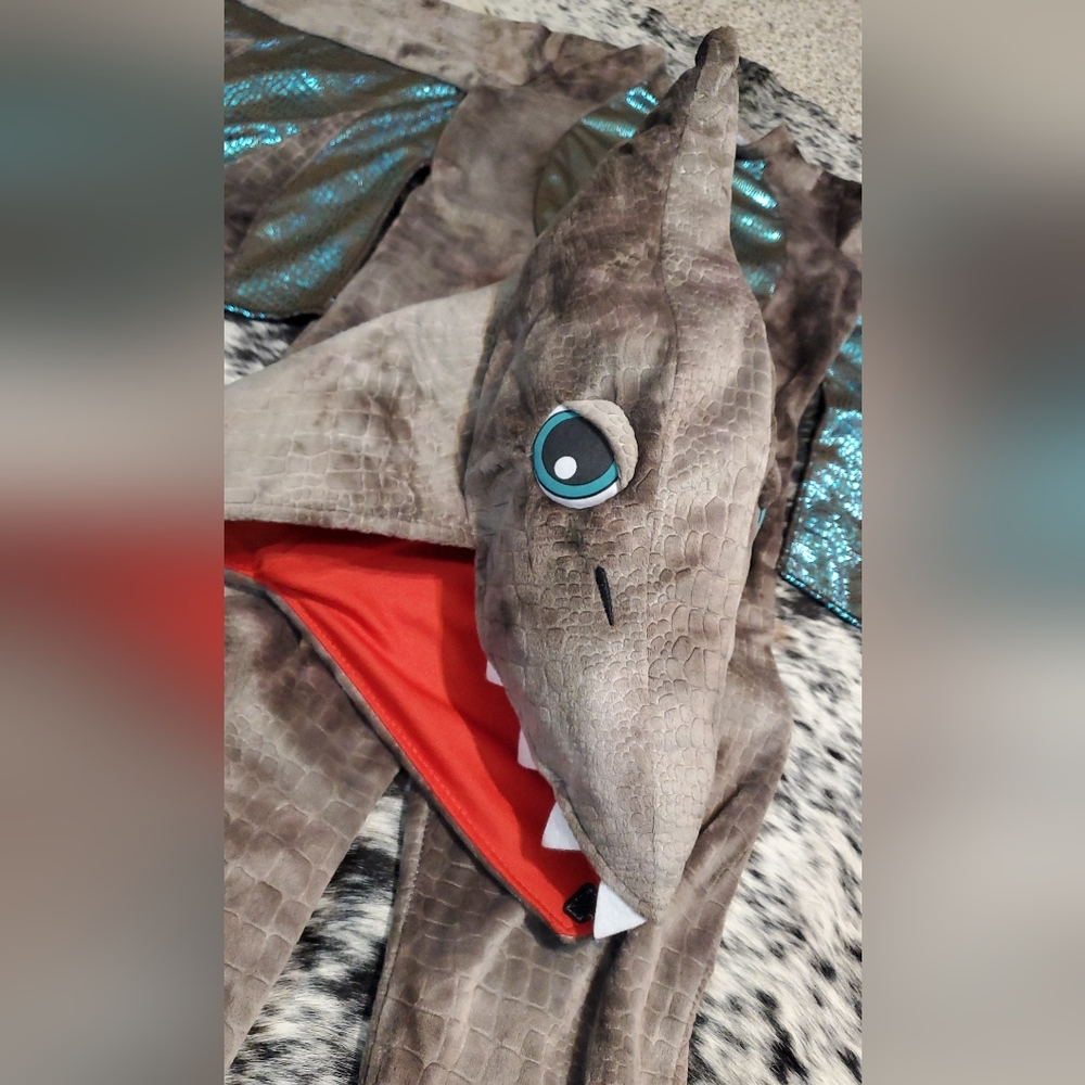 Kids Pterodactyl Costume with Wings - Gray and Blue - Picture 3 of 5